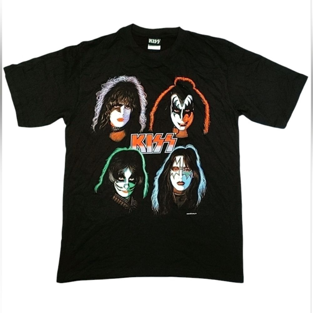 Vtg 2010 KISS Rock Band Group Photo Large Print T-Shirt Size (M)
